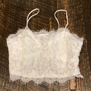 White lace crop top